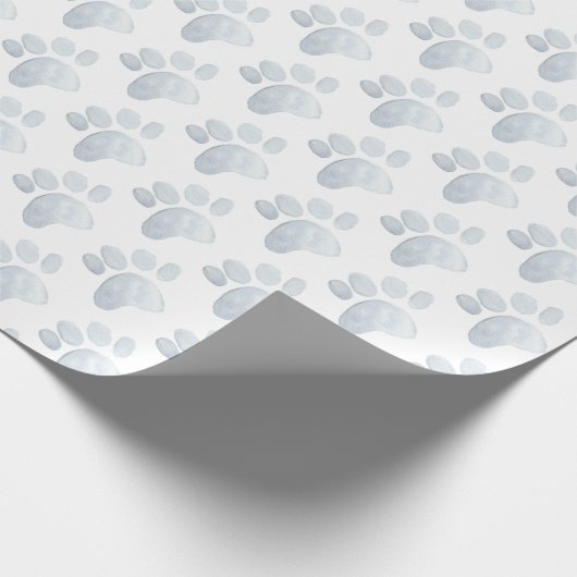 Pet Paw Print Waterverf Art Grijs Plezier Cadeaupapier (Hoek)