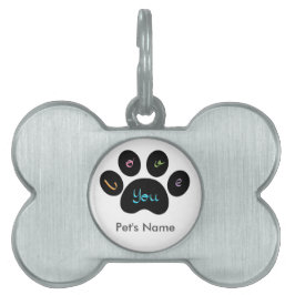 "Pet Paw Print with Love You" Huisdieren Naamplaatje