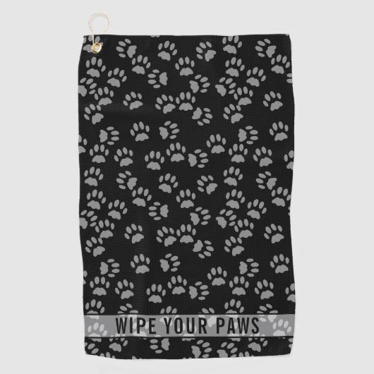 Pet Paw Print Zwart en Grijs Custom Golf Handdoek (Voorkant)