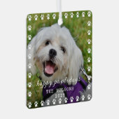 Pet Paw Prints Gepersonaliseerde hondennaam Foto Metalen Ornament (Voorkant Rechts)