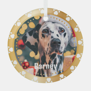 Pet Paw Prints Gepersonaliseerde Pet Name Foto Glas Ornament