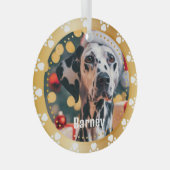 Pet Paw Prints Gepersonaliseerde Pet Name Foto Glas Ornament (Voorkant Rechts)