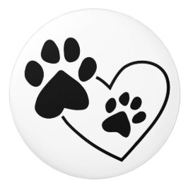 Pet Paw Prints op Hart Keramische Knop
