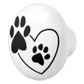 Pet Paw Prints op Hart Keramische Knop (Rechts)