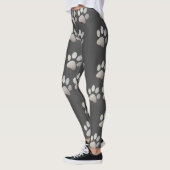 Pet paw Silver Glitter afdrukken op grijze achterg Leggings (Links)