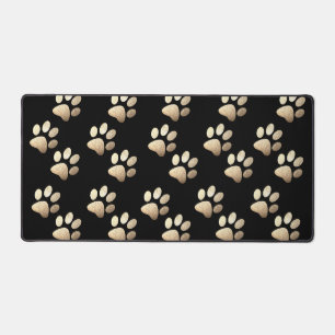 Pet paw Silver Glitter afdrukken op zwarte achterg Bureaumat