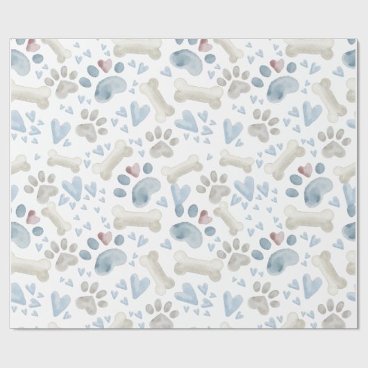 Pet Paws Bone en Hearts Cadeaupapier (Vlak)