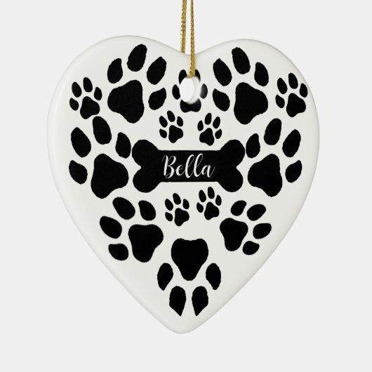 Pet Paws Christmas Ornament Heart Shaped Dog Paw (Rechts)
