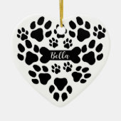 Pet Paws Christmas Ornament Heart Shaped Dog Paw (Voorkant)