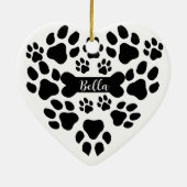 Pet Paws Christmas Ornament Heart Shaped Dog Paw (Achterkant)