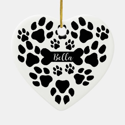 Pet Paws Christmas Ornament Heart Shaped Dog Paw (Achterkant)