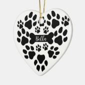 Pet Paws Christmas Ornament Heart Shaped Dog Paw (Links)