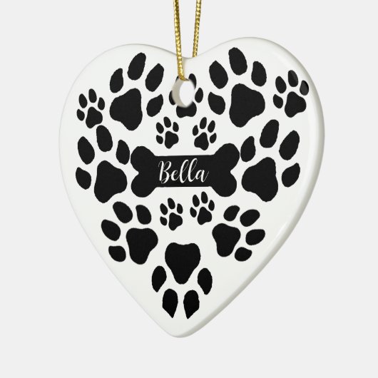 Pet Paws Christmas Ornament Heart Shaped Dog Paw (Links)