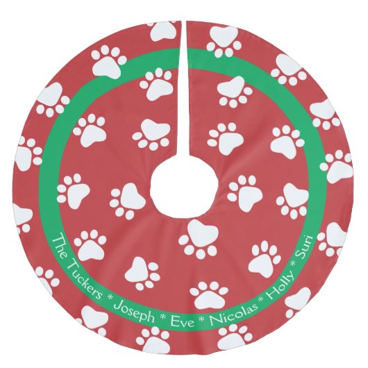 Pet Paws Dog Cat Family Name Kerstmis Kerstboom Rok (Voorkant)