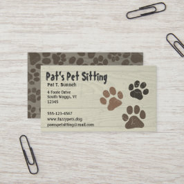 Pet Paws Dog of Cat Paw Prints Faux Weathered Wood Visitekaartje
