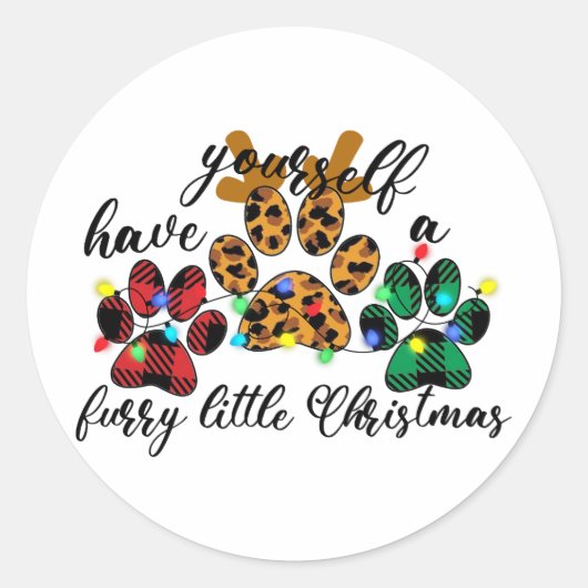 Pet Paws hebben je zelf een fijne kerst Ronde Sticker (Voorkant)
