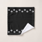 Pet Paws & Monogram on Black Bad Handdoek (Wasdoekje)