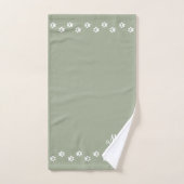Pet Paws & Monogram on Sage Green Bath Towel Set Bad Handdoek (Handdoek)