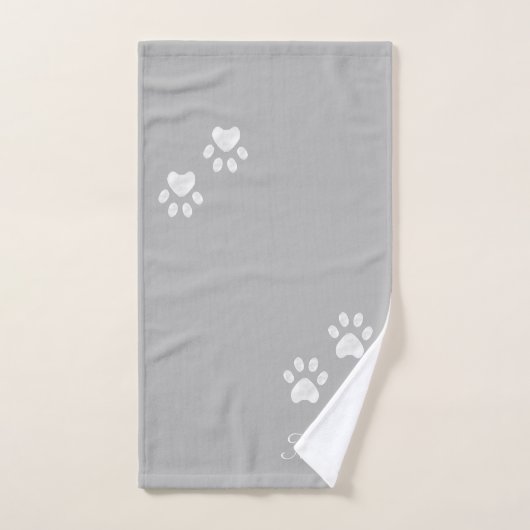 Pet Paws op lichtgrijs Bad Handdoek (Handdoek)