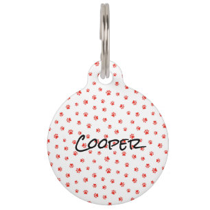 Pet Paws Red Eigen naam Zwarte Dog Cat Huisdierpenning