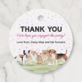 Pet Pawty Pink Custom Dog Birthday Party Bedankjes Labels