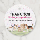 Pet Pawty Pink Custom Dog Birthday Party Bedankjes Labels (Achterkant)