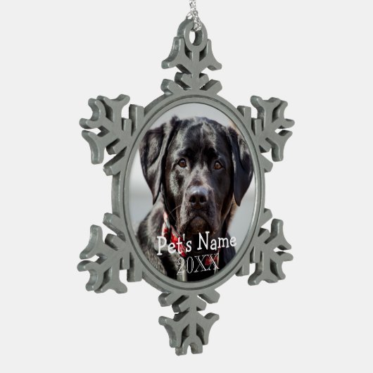 Pet Photo Aangepast kerstcadeautje Tin Sneeuwvlok Ornament (Links)