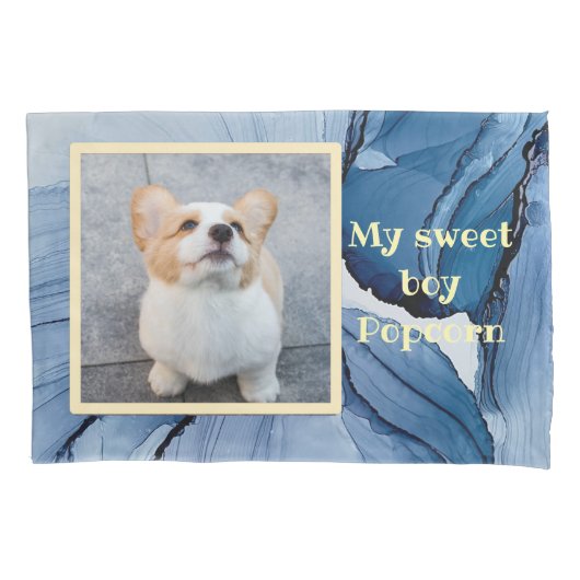 Pet photo - blue ink kussensloop (Voorkant)