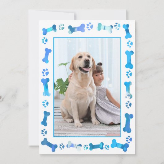 Pet Photo Blue Paw Prins Dog Birthday Kaart (Voorkant)