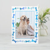 Pet Photo Blue Paw Prins Dog Birthday Kaart (Staand voorkant)