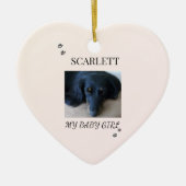 Pet Photo Blush Design with Holiday Paw Prints Keramisch Ornament (Voorkant)