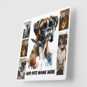 Pet Photo Boxer personaliseren Vierkante Klok (Hoek)