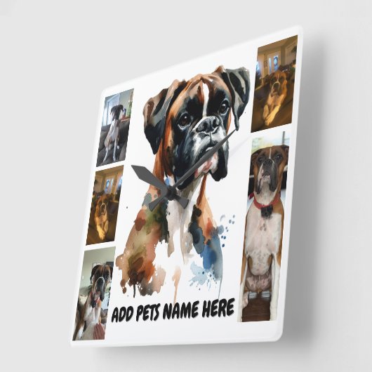 Pet Photo Boxer personaliseren Vierkante Klok (Hoek)