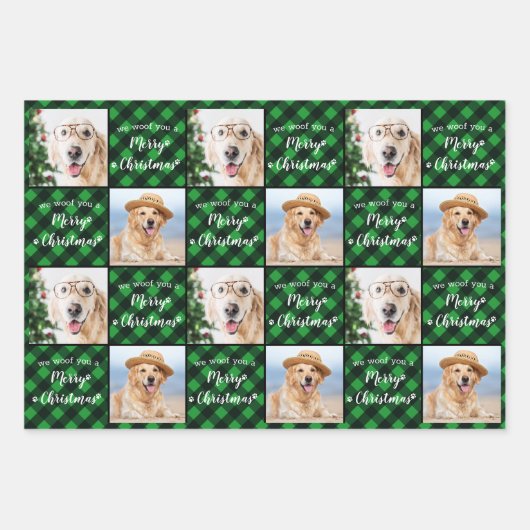 Pet Photo Buffalo Pset Dog Wof Merry Kerstmis Inpakpapier Vel (Voorkant)