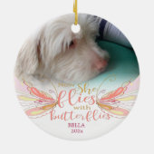 Pet Photo Butterfly Memorial Keramisch Ornament (Achterkant)