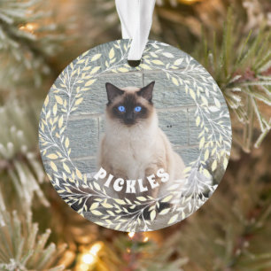 Pet Photo Cat Leafy Wreath Kerstannament Ornament