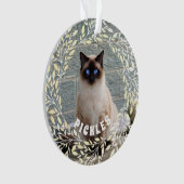 Pet Photo Cat Leafy Wreath Kerstannament Ornament (voorkant)