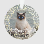 Pet Photo Cat Leafy Wreath Kerstannament Ornament (voorkant)