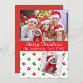 Pet Photo Christmas Kaart met Paw Prints (Voorkant / Achterkant)