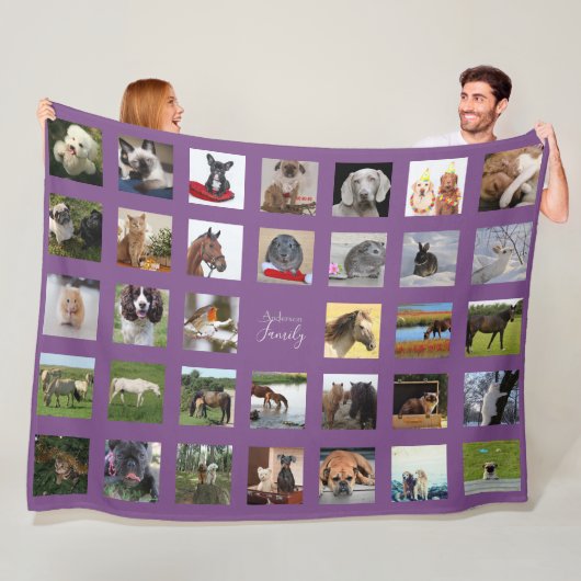 PET Photo Collage Blanket - Keepslag/Memorial Purp Fleece Deken (In situ)