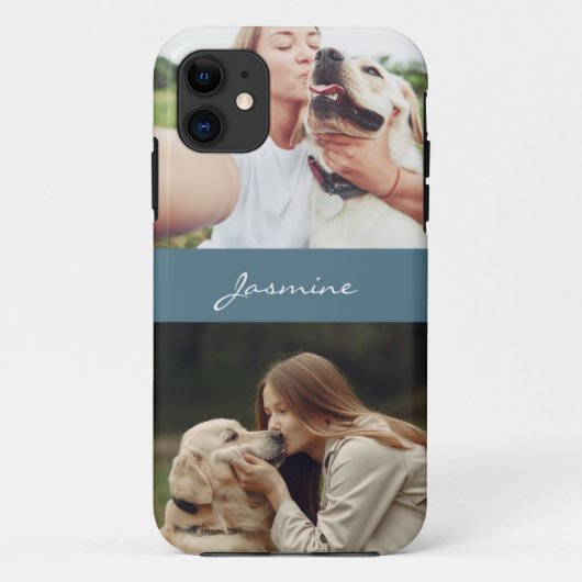 Pet Photo Collage Blauwgroen Blauw Case-Mate iPhone Case (Achterkant)