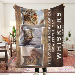 Pet Photo Collage Cat/Dog Memorial Rustic Land Fleece Deken