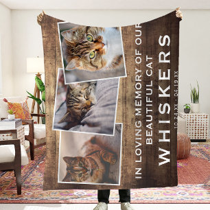 Pet Photo Collage Cat/Dog Memorial Rustic Land Fleece Deken