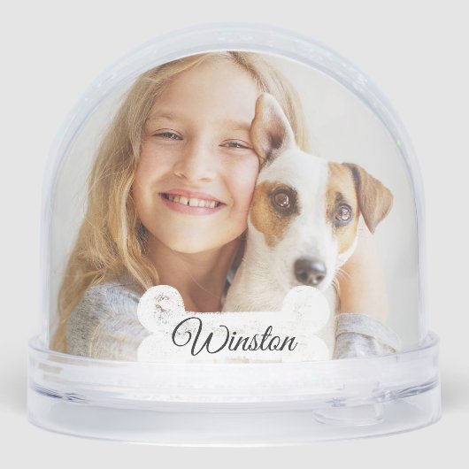 Pet Photo Collage Dog Bone Pet Name Sweet keepsake Sneeuwbol (Achterkant)