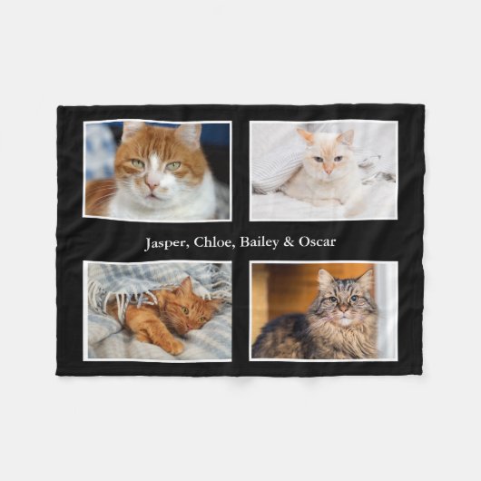 Pet Photo Collage Fleece Deken (Voorkant (Horizontaal))