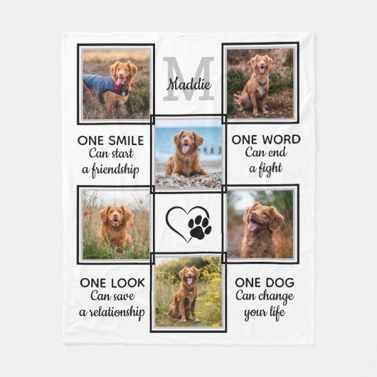 Pet Photo Collage Hondenliefhebber Quote Unieke Ke Fleece Deken (Voorkant)