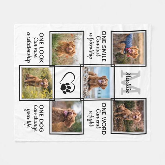 Pet Photo Collage Hondenliefhebber Quote Unieke Ke Fleece Deken (Voorkant (Horizontaal))