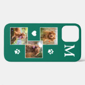 Pet Photo Collage Monogram Initiaal Green Cat Dog Case-Mate iPhone Case (Achterkant (horizontaal))