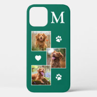 Pet Photo Collage Monogram Initiaal Green Cat Dog