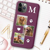 Pet Photo Collage Monogram Initiaal Magenta Cat Do Case-Mate iPhone Case
